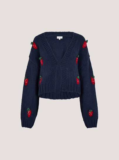 Chunky Knit Strawberry Cardigan