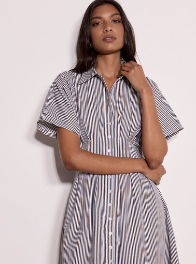 Stripe Structured Shirt Midaxi Dress