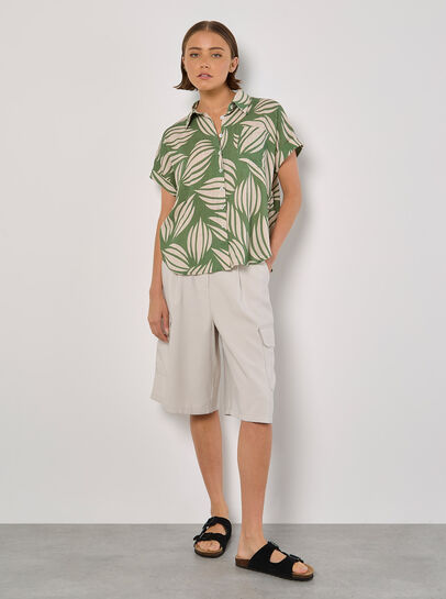 Linen Blend Shell Print Shirt
