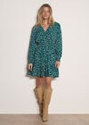 Irregular Spot Crepe Mini Dress, Teal, large