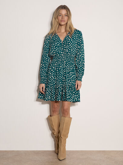Irregular Spot Crepe Mini Dress