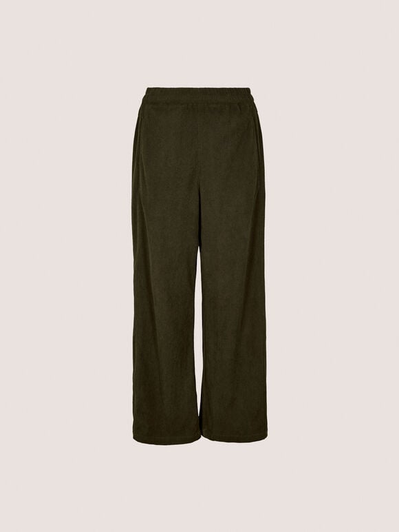 Cord Wide-Leg Trousers, Khaki, large