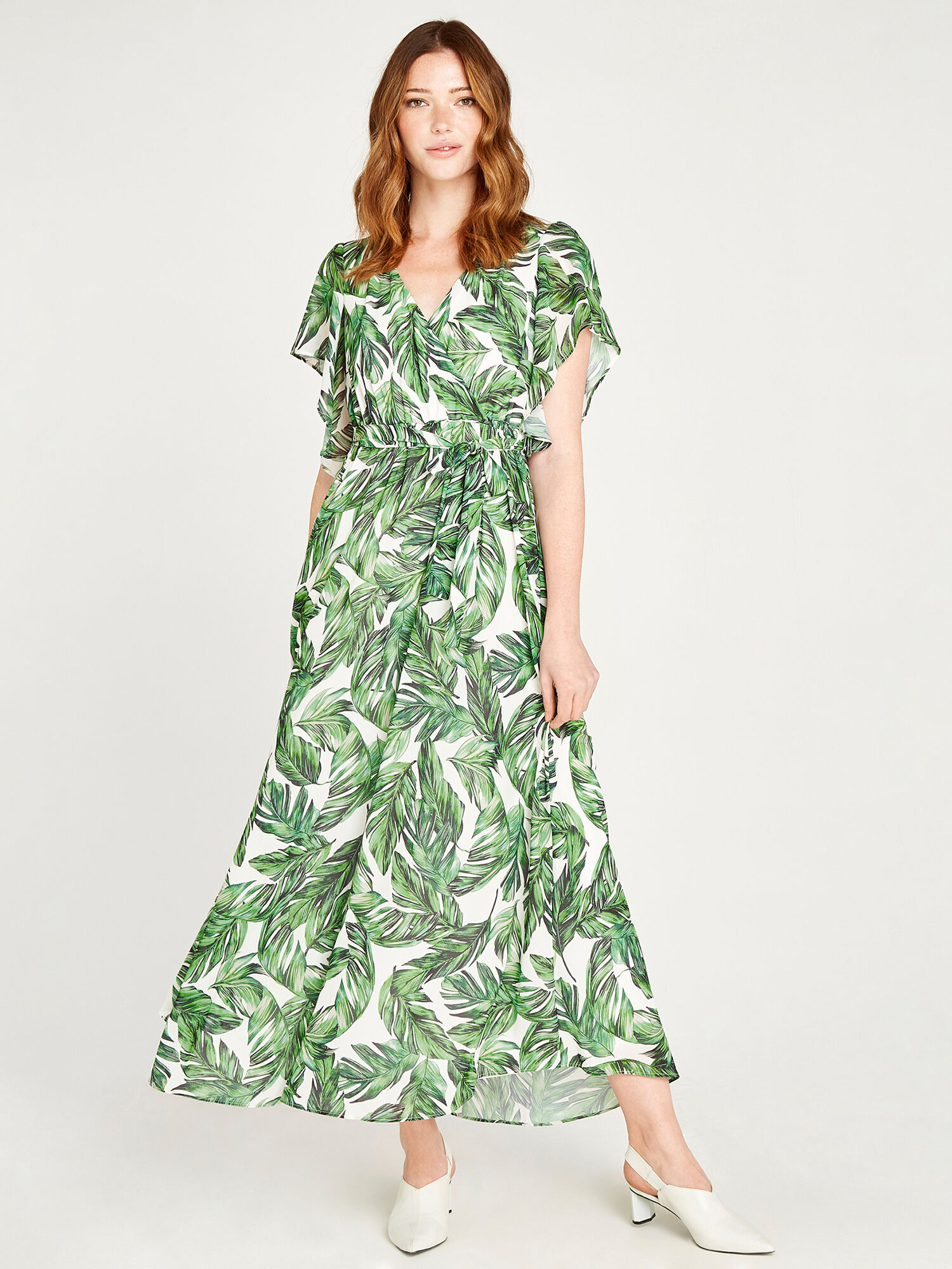 Maxi dress with palm leaves 2025