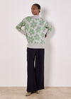 Flower Oversized Mock Neck Jumper, Grey, large