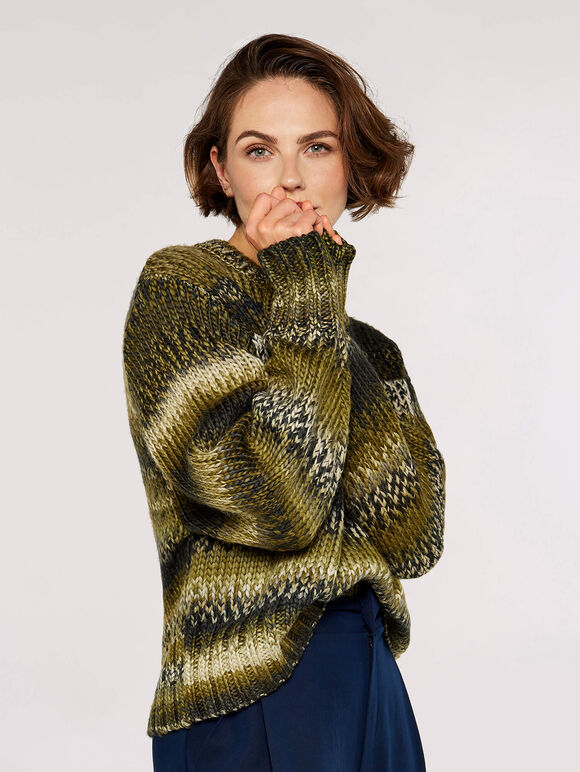 Chunky Knit Jumper, Green, large