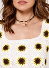 Sunflower Crochet Sleeveless Top, Yellow, large