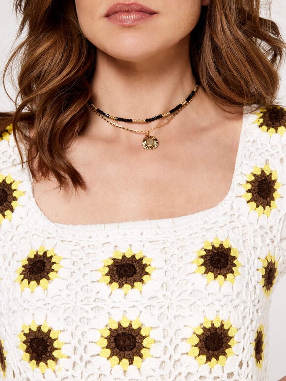 Sunflower Crochet Sleeveless Top, Yellow, large