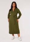 Curve Jersey Shirt Midi Dress, Khaki, large