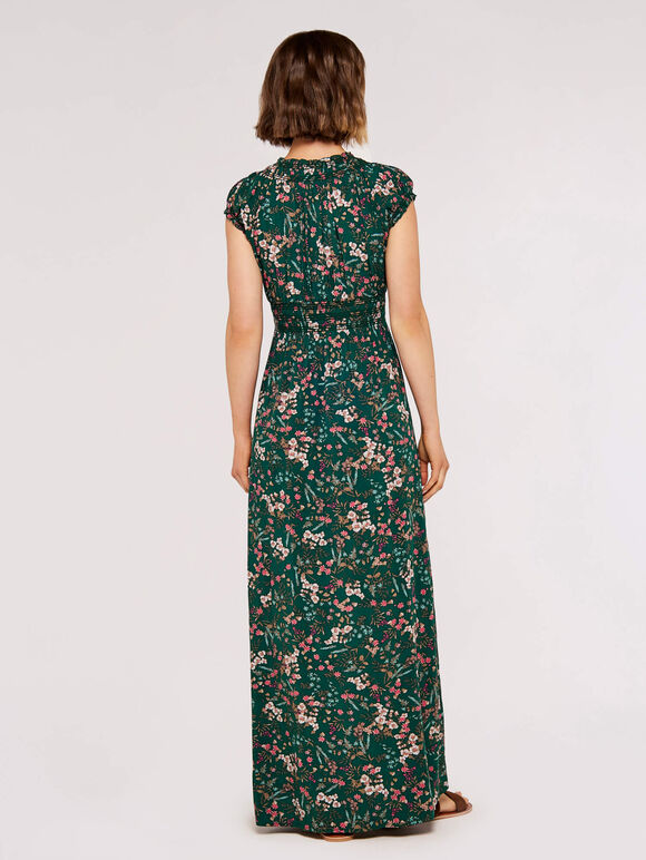 Ditsy Botanical Floral Maxi Dress, Green, large