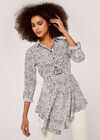 Printed Hanky Hem Dress, Cream, large