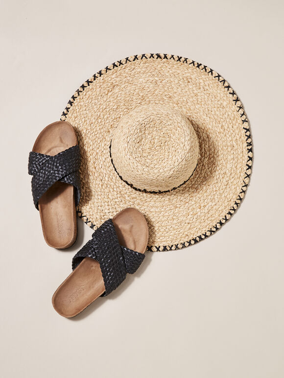Jute Straw Hat, Stone, large