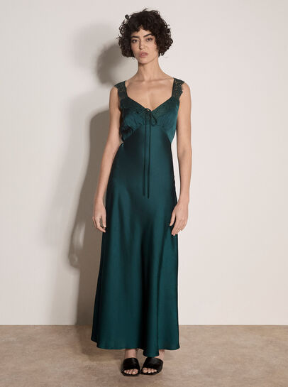 Satin Lace Maxi Dress