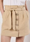 Paper Bag Button-Down Mini Skirt, Stone, large
