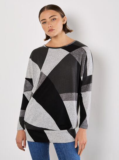 Geo Colour Block Knitted Top