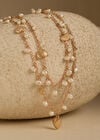 Pearl Charm and Heart Multi-Layered Necklace, Gold, large