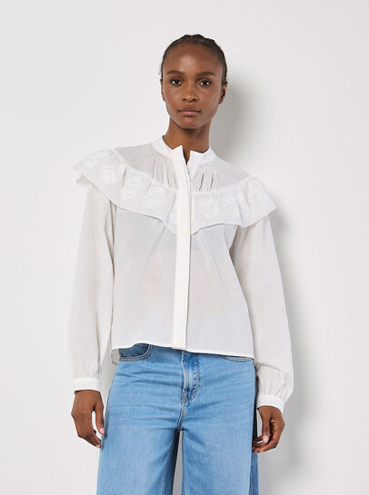 Embroidered Ruffle Shirt
