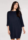 Ribbed Cocoon Dress, Navy, large