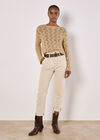 Pointelle Scallop Hem Jumper, Stone, large