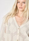 Embroidered Daisies Lace Blouse, Stone, large