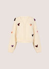 Chunky Knit Butterfly Applique Cardigan, Cream, large