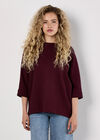 Waffle Knit Batwing Top, Burgundy, large