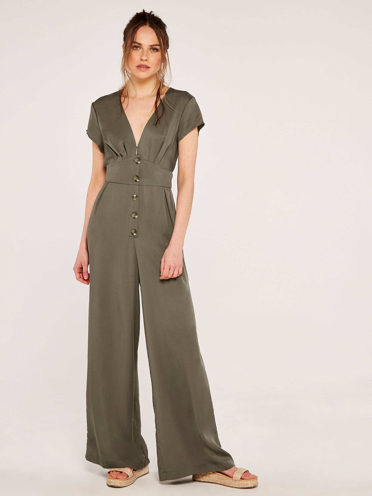 Khaki wide leg discount jumpsuit