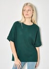 Waffle Knit Batwing Top, Green, large