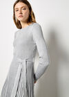 Rib Knit Pleated Midi Dress, Light Grey / Silver, large