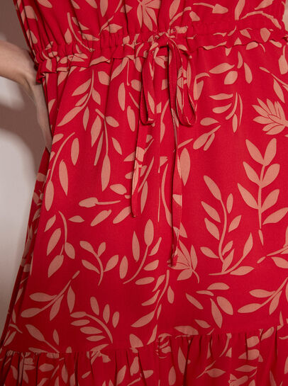 Silhouette Leaf Drawstring Mini Dress
