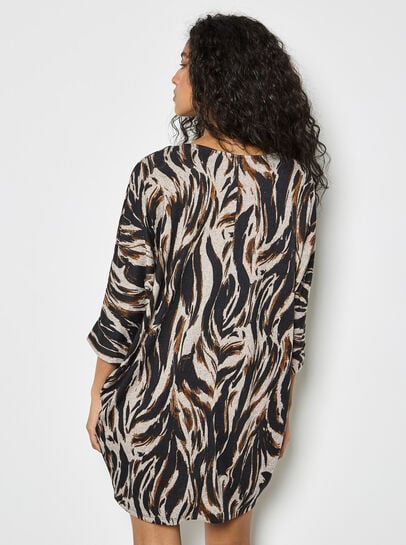 Zebra Print Knitted Cocoon Mini Dress