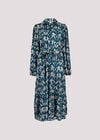 Ikat Tiered Shirt Midi Dress, Teal, large
