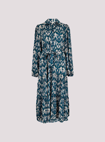 Ikat Tiered Shirt Midi Dress