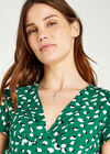 Floral Bud V Neck Empire Dress, Green, large