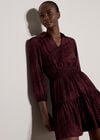 Blurred Spot Shirt Mini Dress, Burgundy, large