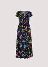 Floral Milkmaid Midi Dress, Navy, large