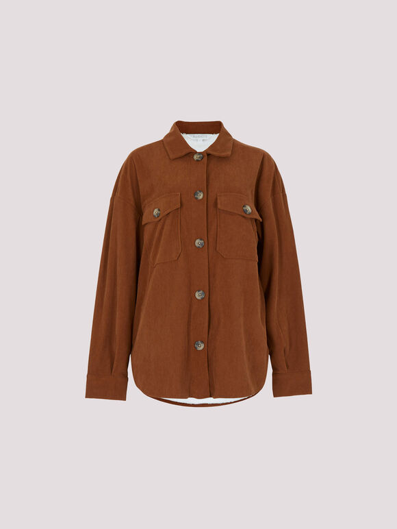 Oversized Corduroy Shirt, Rust, large