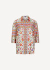 Floral Scarf Print Satin Shirt, Orange, large