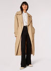 Longline Belted Trench Coat, Stone, large