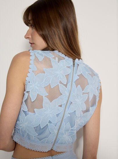 Floral Mesh Lace Crop Top