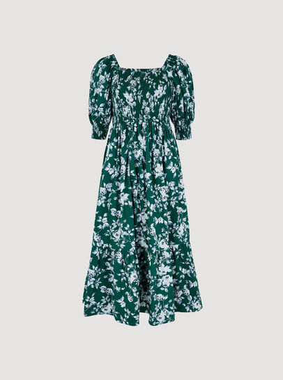 Rose Cotton Milkmaid Midaxi Dress