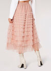 Tulle Tiered Ruffle Midi Skirt, Pink, large