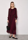 Spot Print Chiffon Midaxi Dress, Burgundy, large