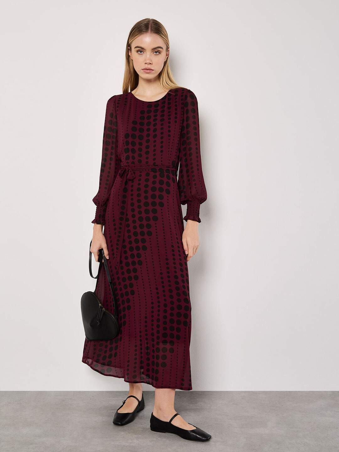 Spot Print Chiffon Midaxi Dress
