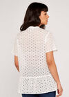 Broderie Peplum Top, Cream, large