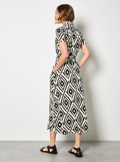 Geometric Print Shirt Midi-dress