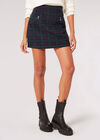 Plaid Mini Skirt, Navy, large