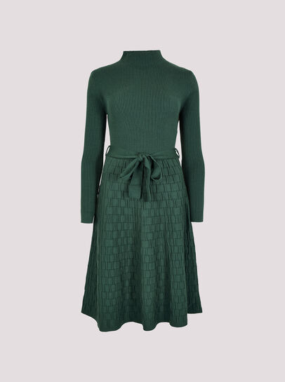 Mock Neck Knitted Mini Dress