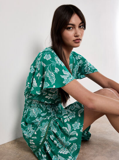 Sarasa Floral Wrap Mini Dress