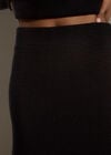 Ribbed Knit A-Line Maxi Skirt, Black, large