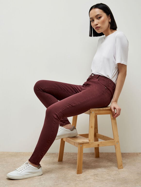 Sienna Skinny Fit Jeans, Burgundy, large